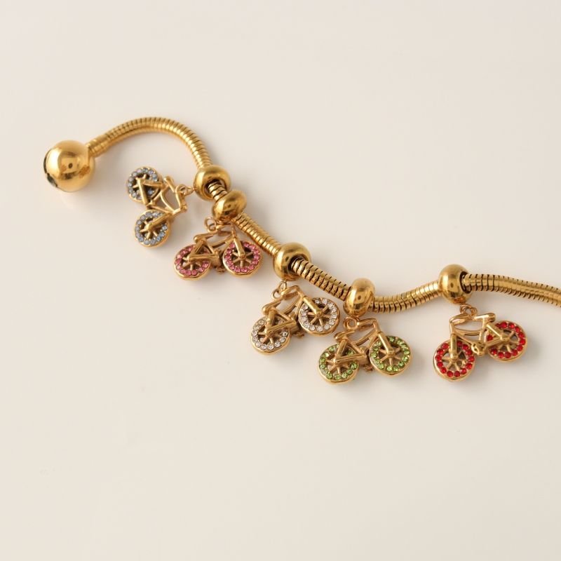 Berloque em Aço Inox Bicicleta Cravejada