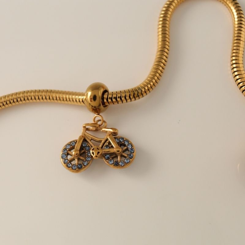 Berloque em Aço Inox Bicicleta Cravejada