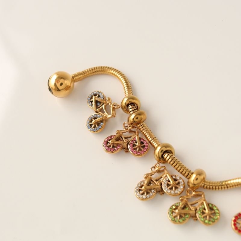 Berloque em Aço Inox Bicicleta Cravejada