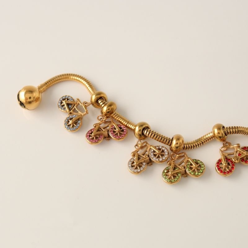 Berloque em Aço Inox Bicicleta Cravejada