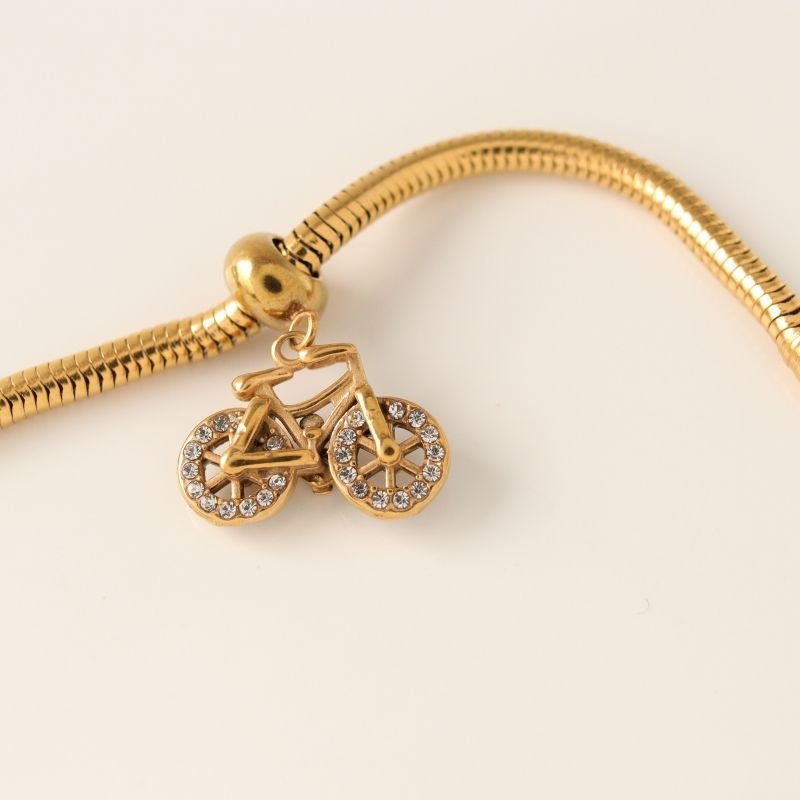 Berloque em Aço Inox Bicicleta Cravejada