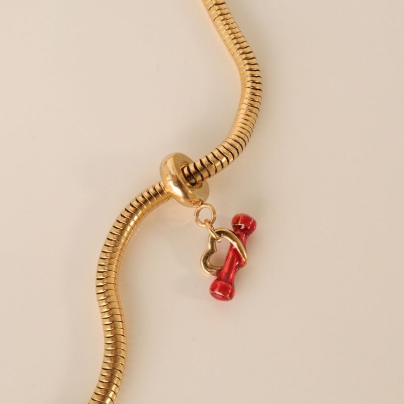 Berloque em Aço Inox Coração com peso de Academia