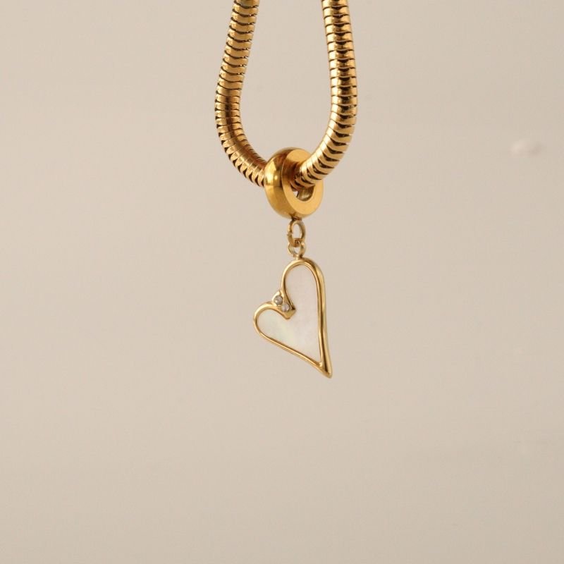 Berloque em Aço Inox Coração Moderno Branco