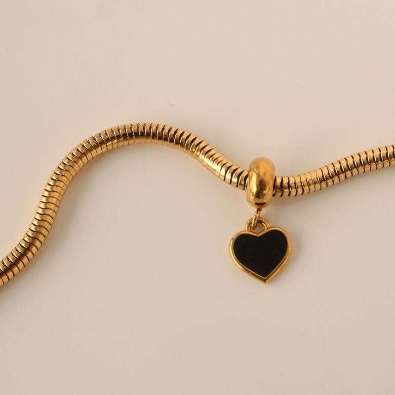 Berloque em Aço Inox Coração Preto Delicado