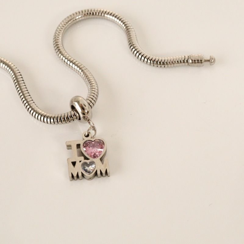 Berloque em Aço Inox Eu amo minha Mãe