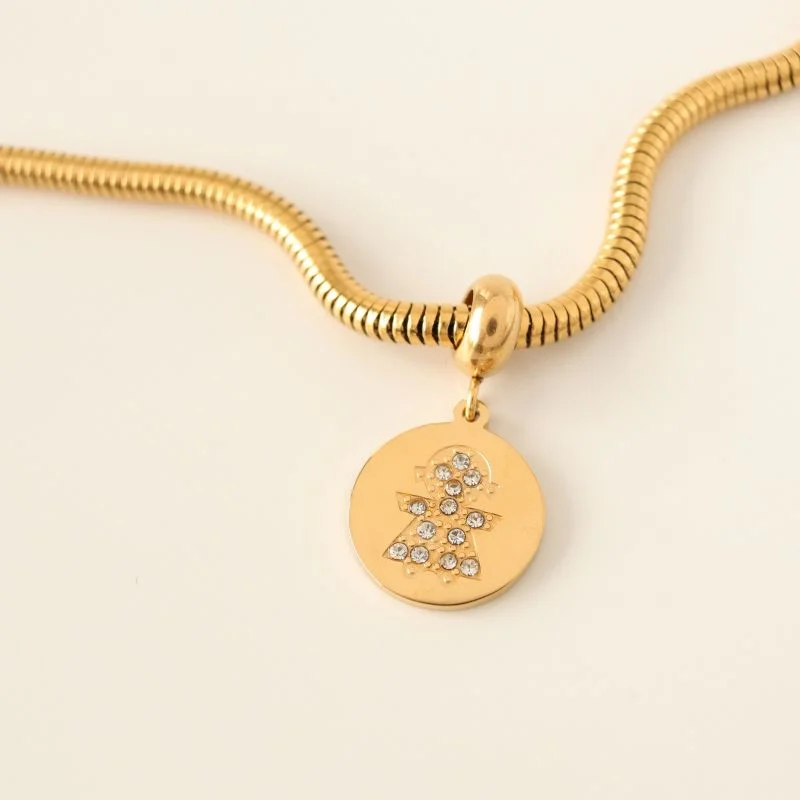 Berloque em Aço Inox Filha Cravejado