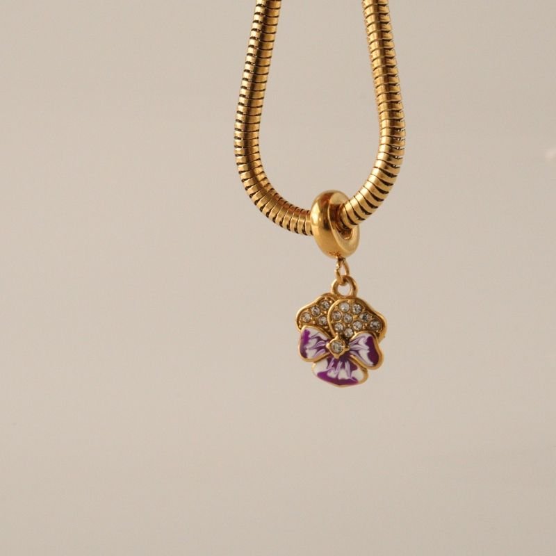 Berloque em Aço Inox Flor Colorida