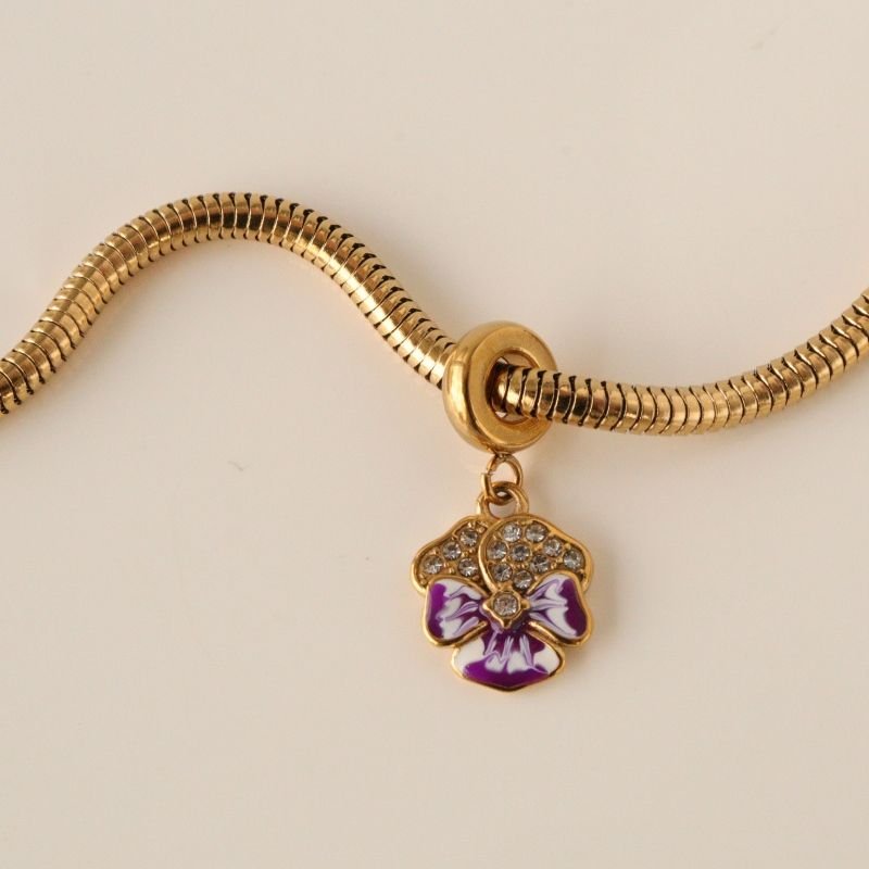 Berloque em Aço Inox Flor Colorida