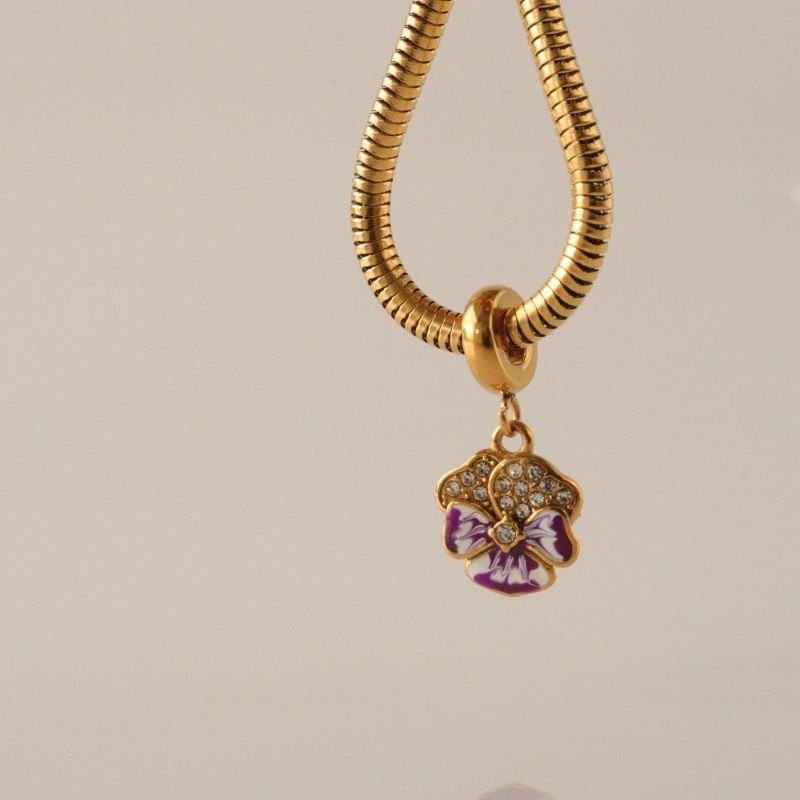 Berloque em Aço Inox Flor Colorida