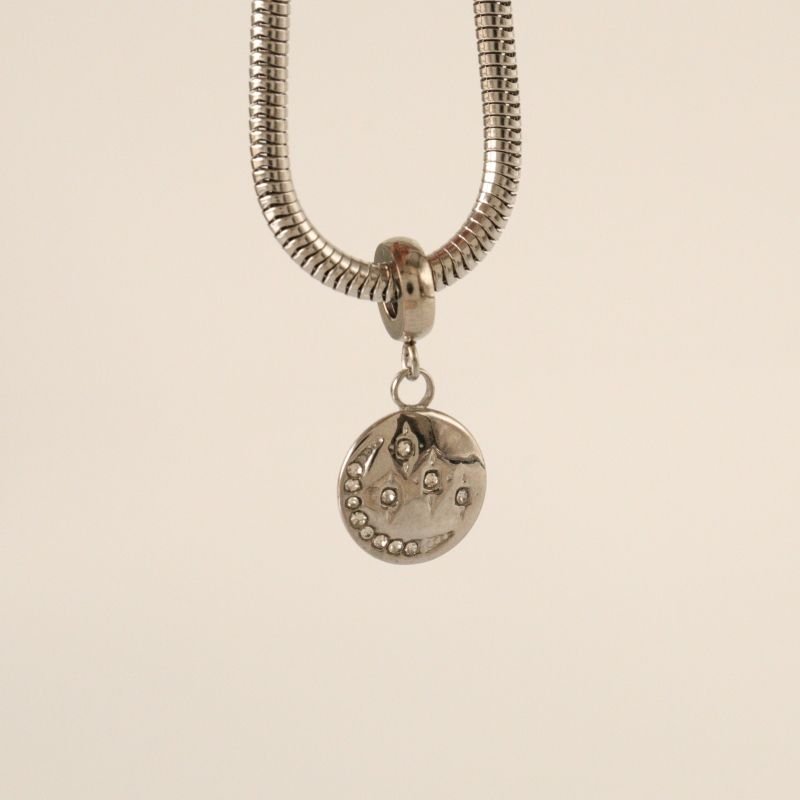 Berloque em Aço Inox Lua e Estrelas