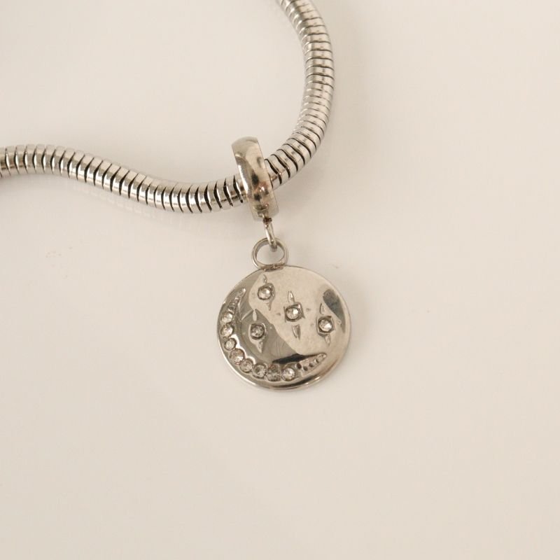 Berloque em Aço Inox Lua e Estrelas