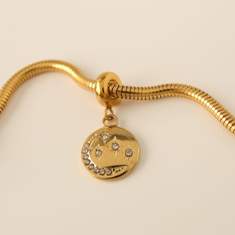 Berloque em Aço Inox Lua e Estrelas