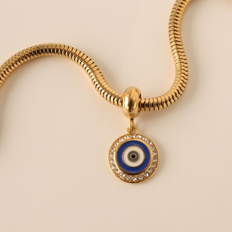 Berloque em Aço Inox Olho Grego com Cravejado