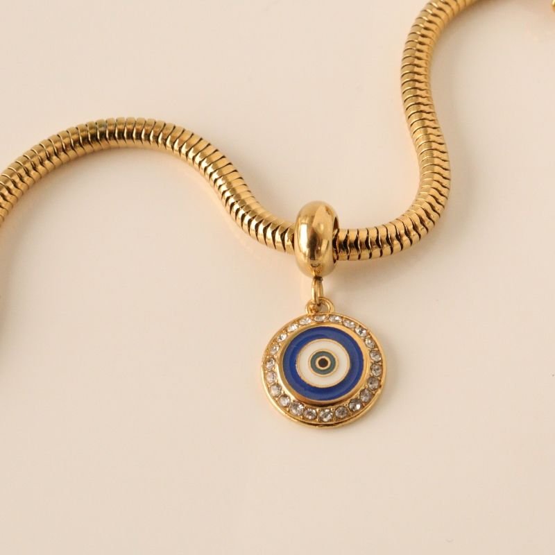 Berloque em Aço Inox Olho Grego com Cravejado