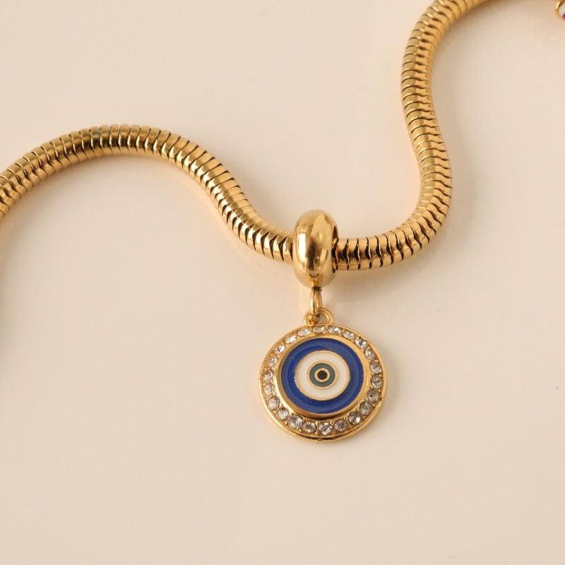 Berloque em Aço Inox Olho Grego com Cravejado