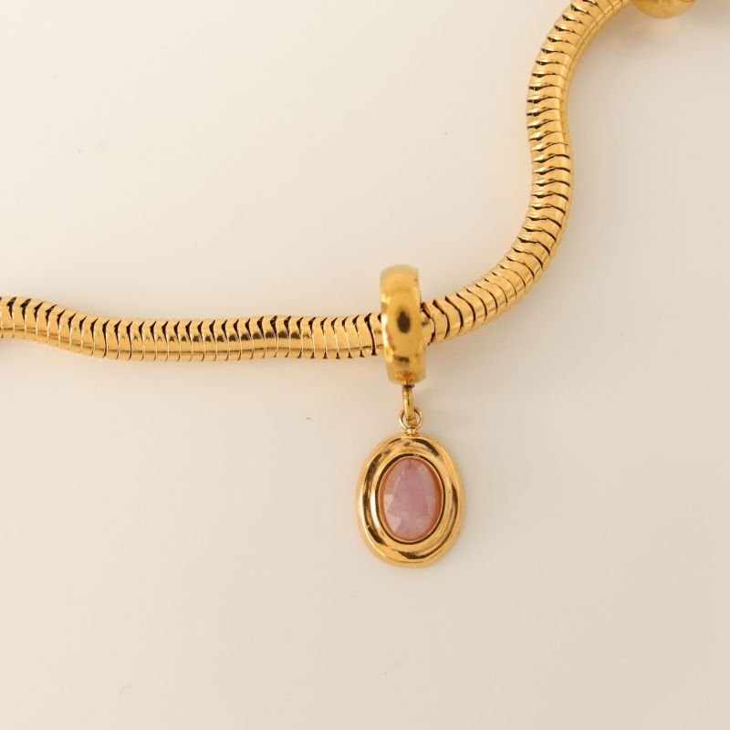 Berloque em Aço Inox Pedra Lilás