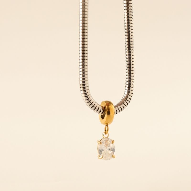 Berloque em Aço Inox Ponto de Luz Cristal