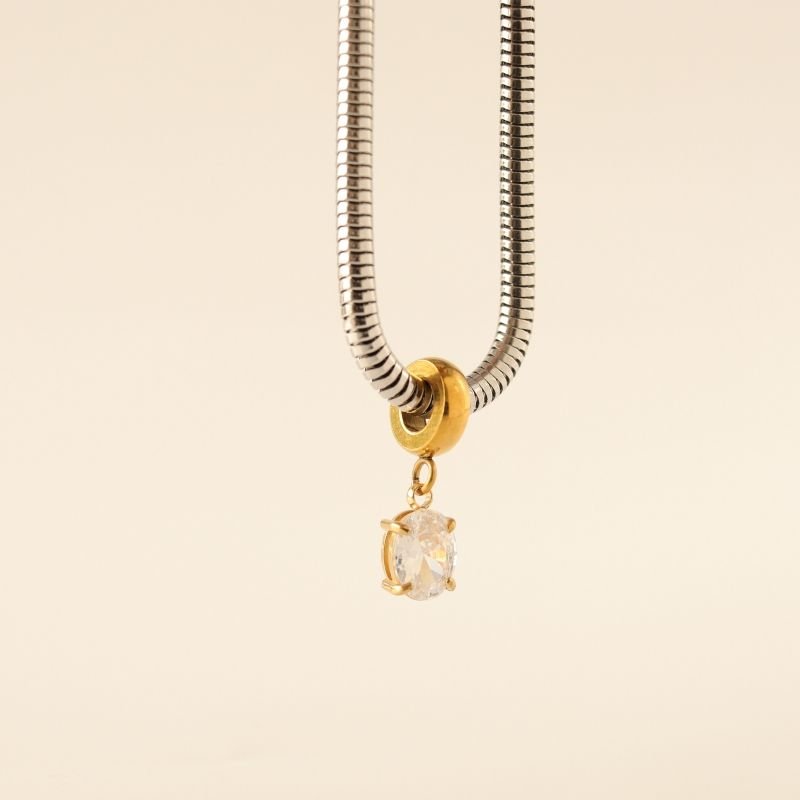 Berloque em Aço Inox Ponto de Luz Cristal