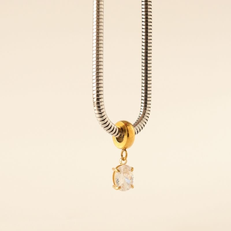 Berloque em Aço Inox Ponto de Luz Cristal