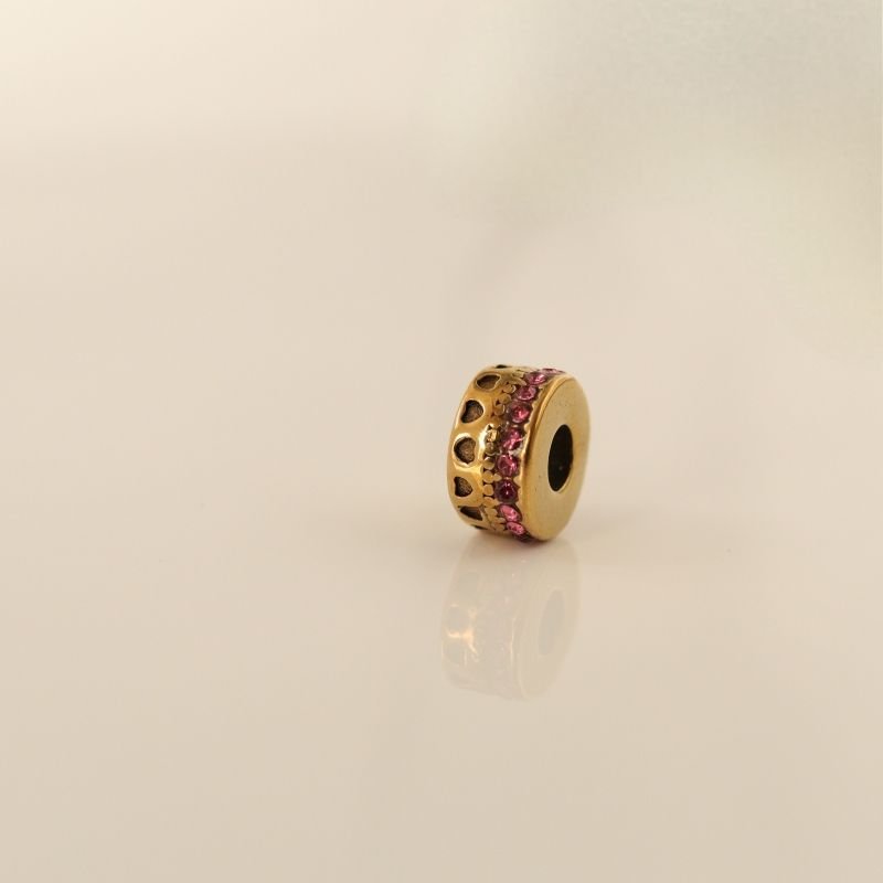 Berloque em Aço Inox Separador Coração com Cravejado