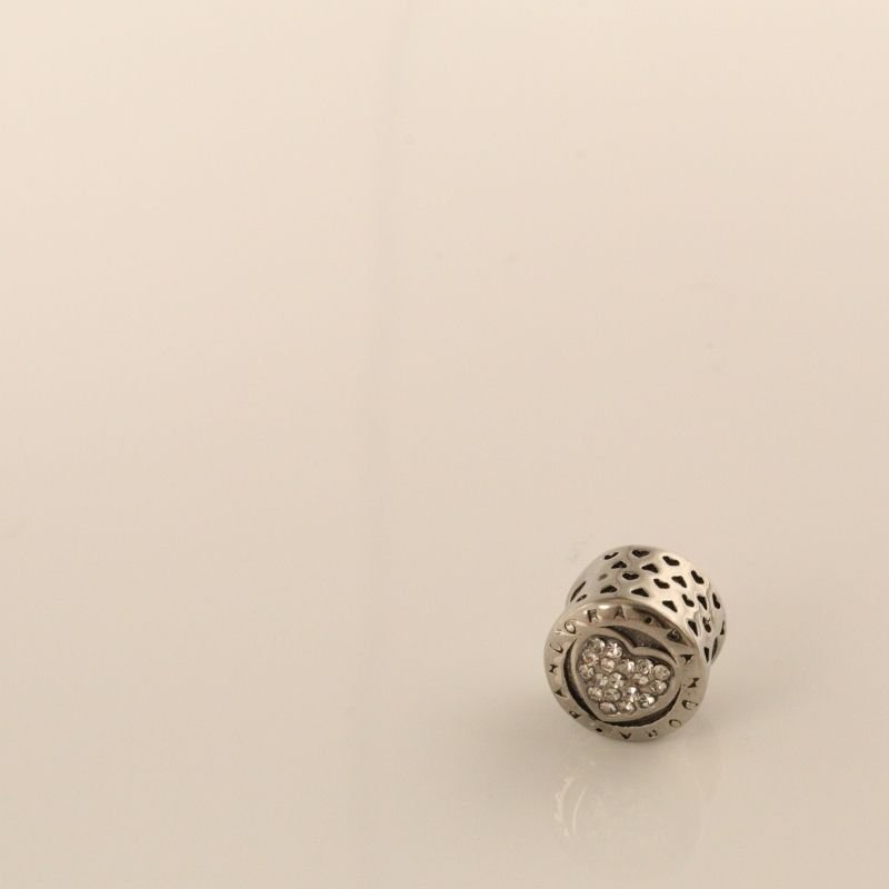 Berloque em Aço Inox Separador Coração Cravejado