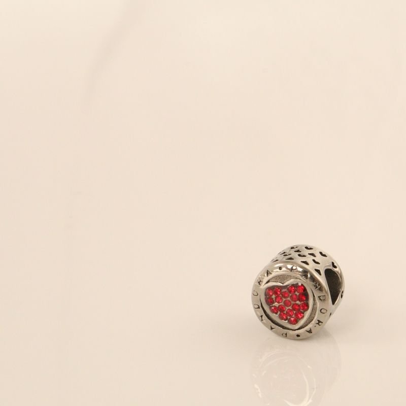 Berloque em Aço Inox Separador Coração Cravejado