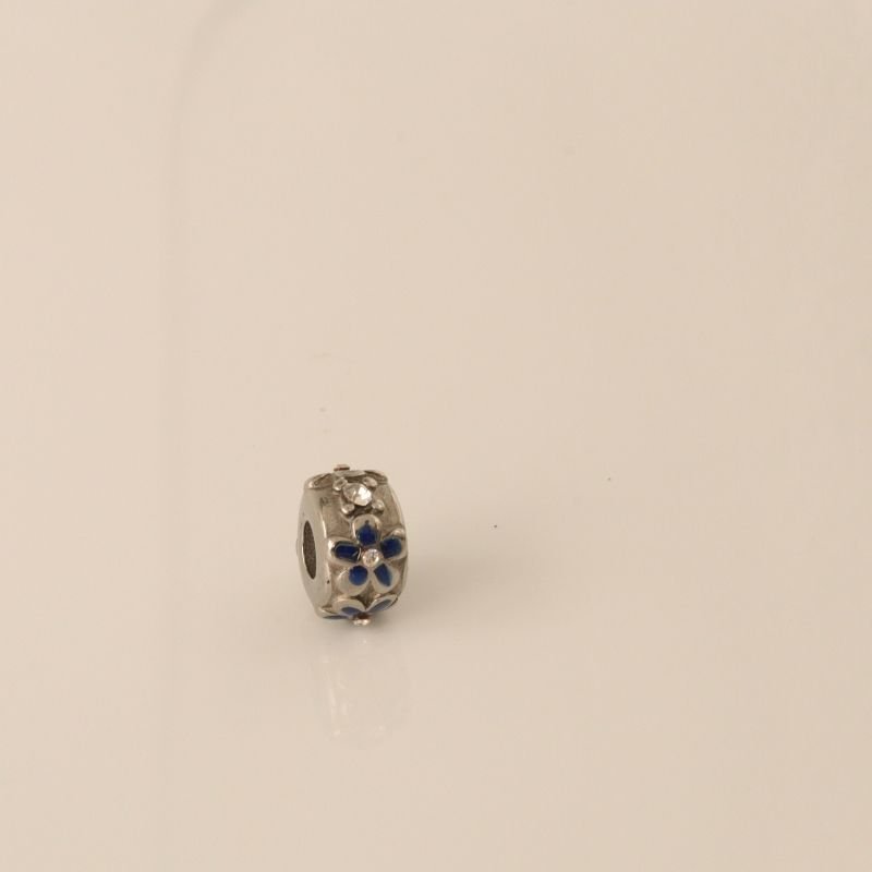 Berloque em Aço Inox Separador Flor Azul