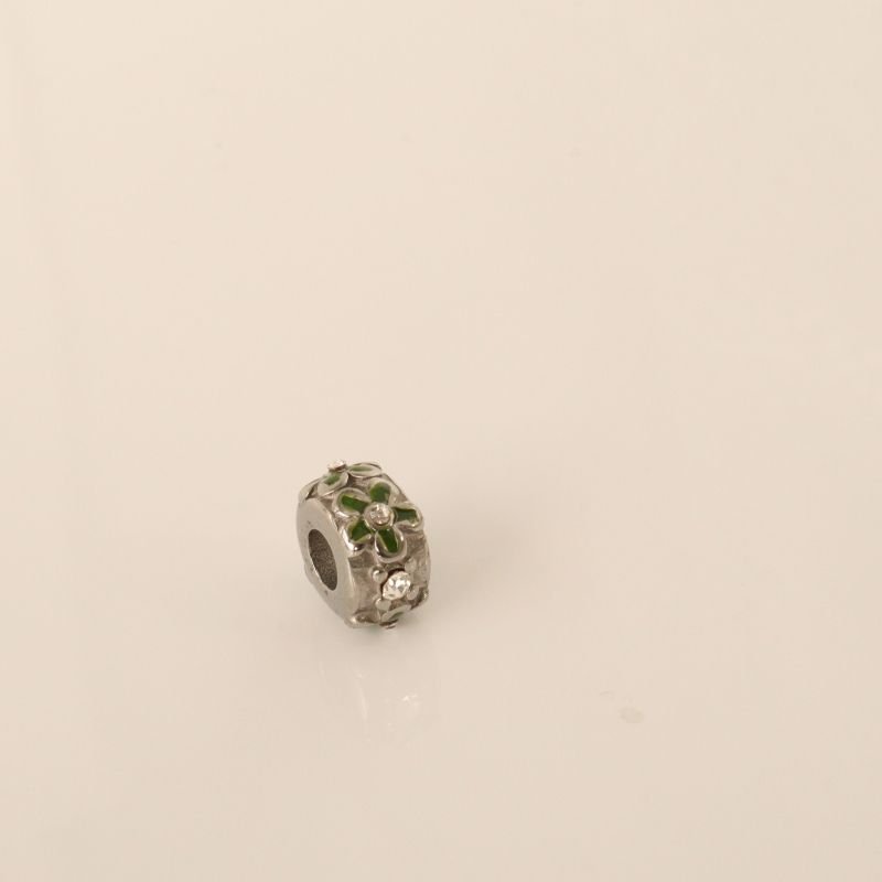 Berloque em Aço Inox Separador Flor Verde