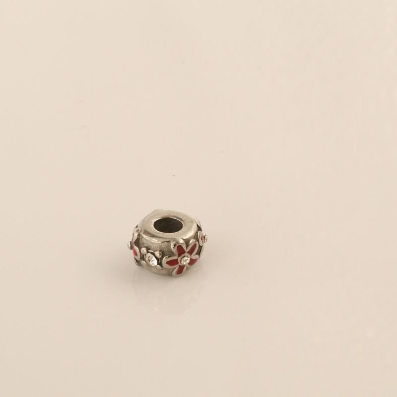 Berloque em Aço Inox Separador Flor Vermelho