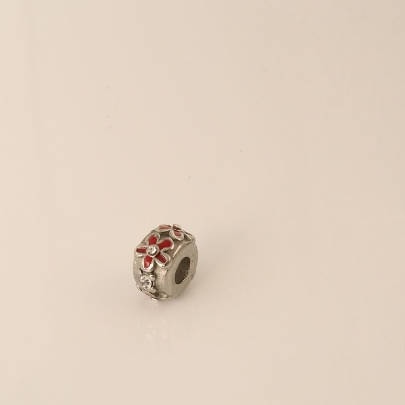 Berloque em Aço Inox Separador Flor Vermelho