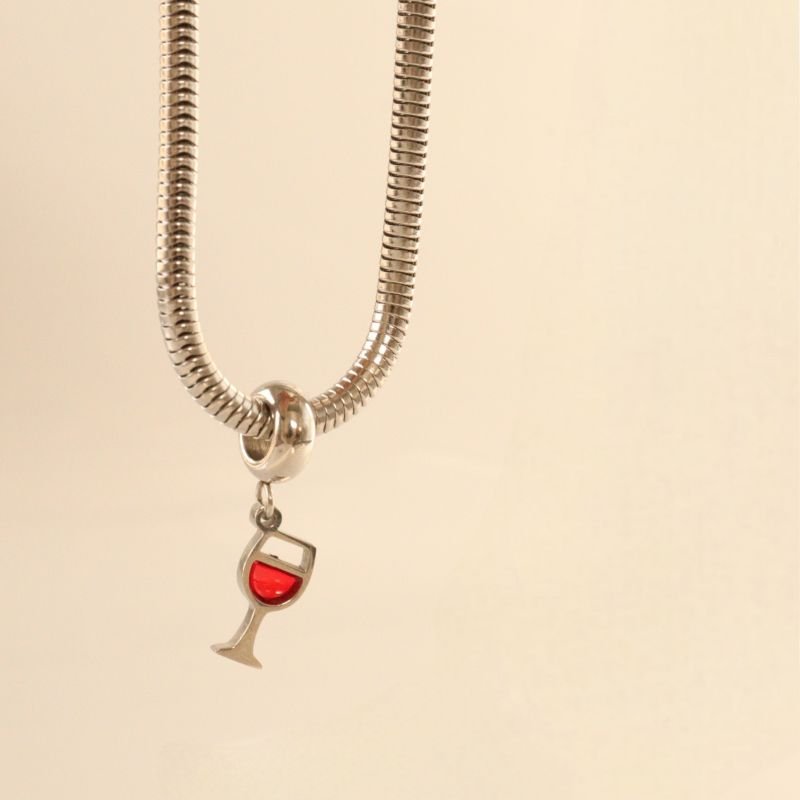 Berloque em Aço Inox Taça de Vinho