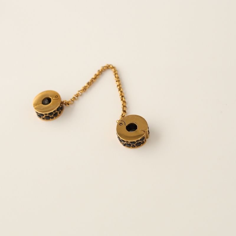 Berloque Trava de Segurança Cravejada em Aço Inox Preta