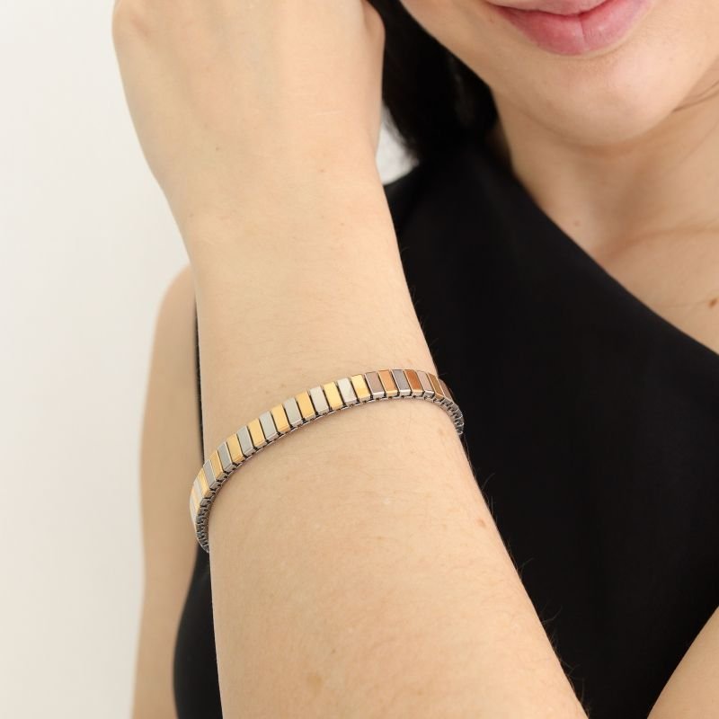 Bracelete Bicolor Maleável Delicado em Aço Inox (Linha Premium)