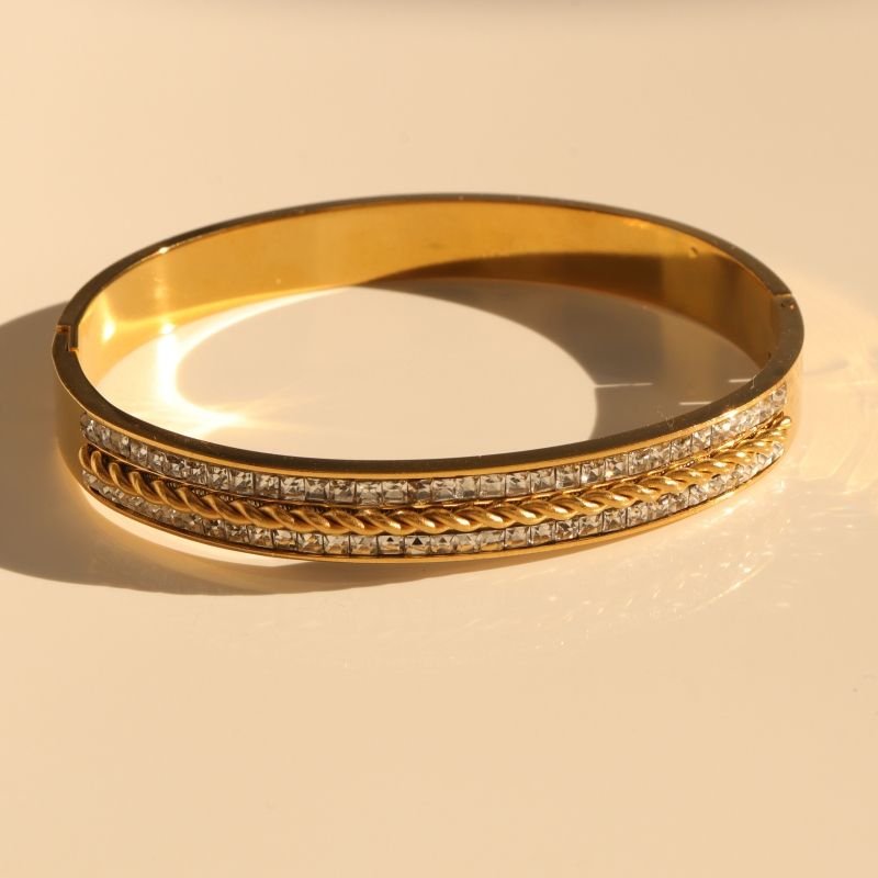 Bracelete com Cravejado em Aço Inox (Linha Premium)