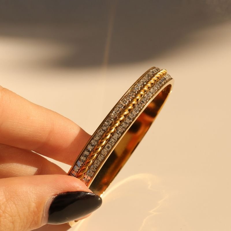 Bracelete com Cravejado em Aço Inox (Linha Premium)