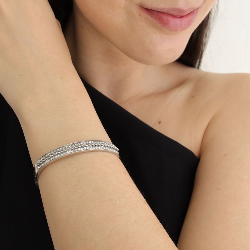 Bracelete com Cravejado em Aço Inox (Linha Premium)