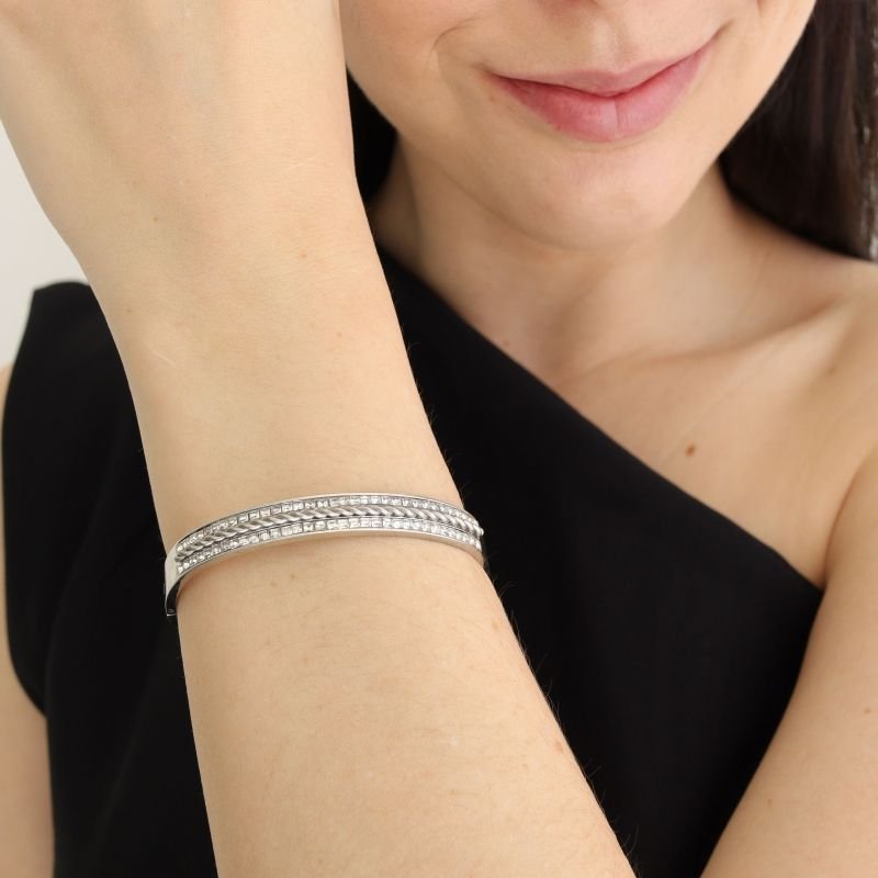 Bracelete com Cravejado em Aço Inox (Linha Premium)