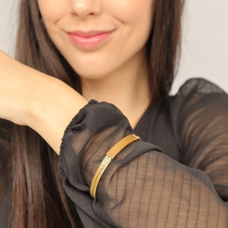 Bracelete com Detalhe em Aço Inox (Linha Premium)