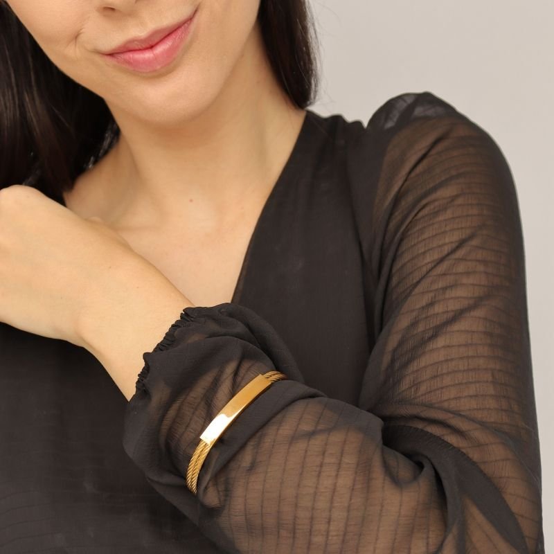 Bracelete com Detalhe em Aço Inox (Linha Premium)