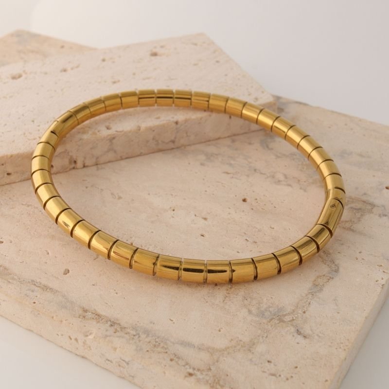 Bracelete com Detalhes Minimalista em Aço Inox (Linha Premium)