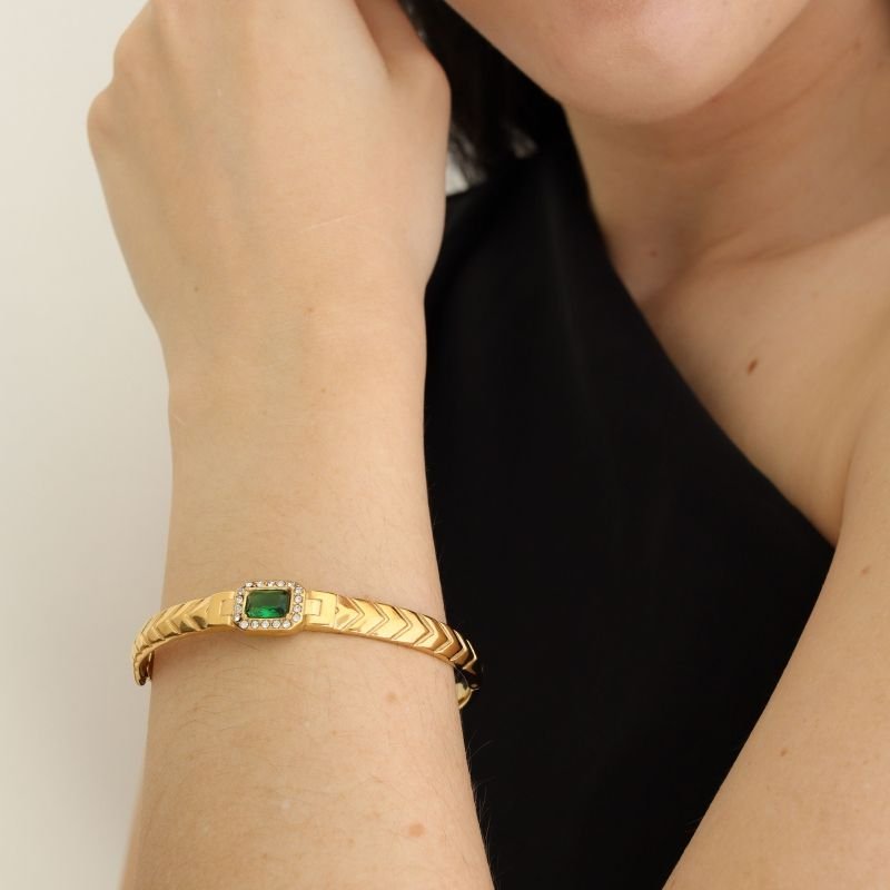 Bracelete com Pedra em Aço Inox (Linha Premium)