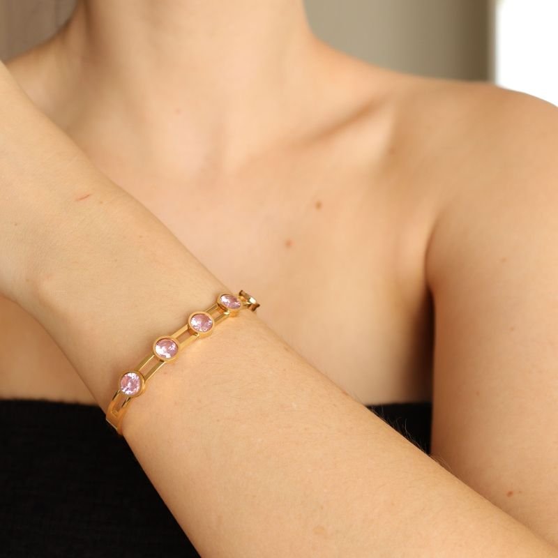 Bracelete com Pedras Aço Inox (Linha Premium)