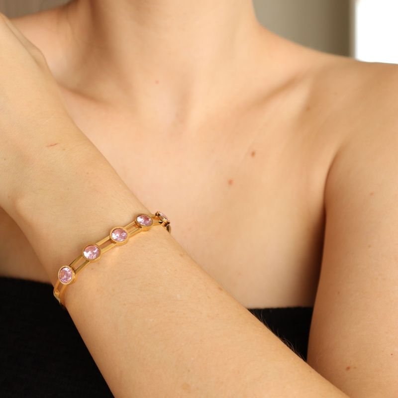 Bracelete com Pedras Aço Inox (Linha Premium)