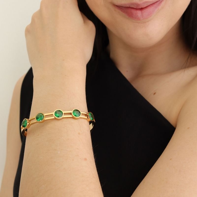 Bracelete com Pedras Aço Inox (Linha Premium)