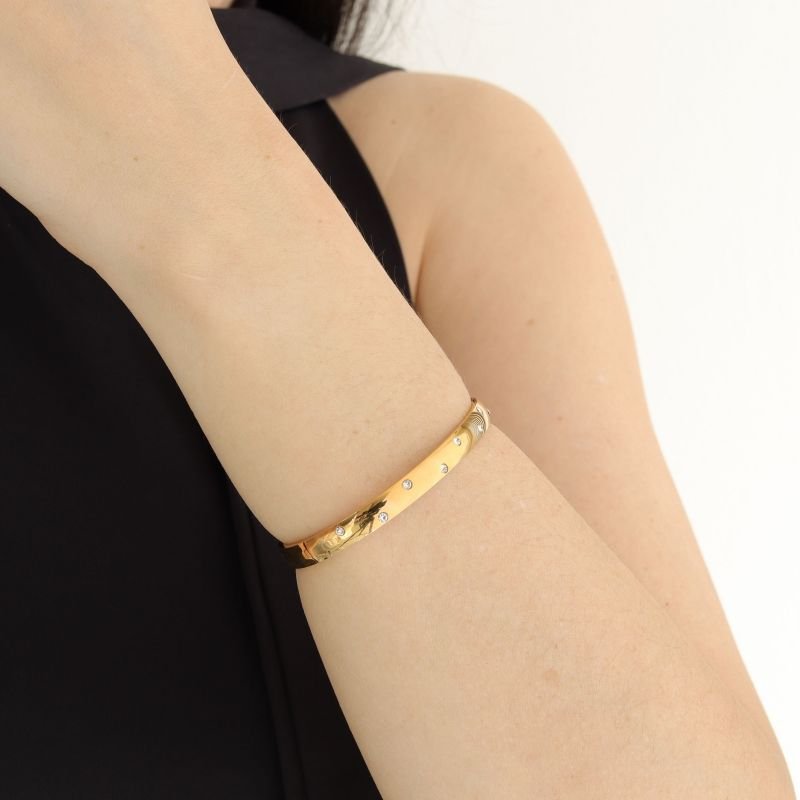 Bracelete Cravejado com Zircônia em Aço Inox (Linha Premium)