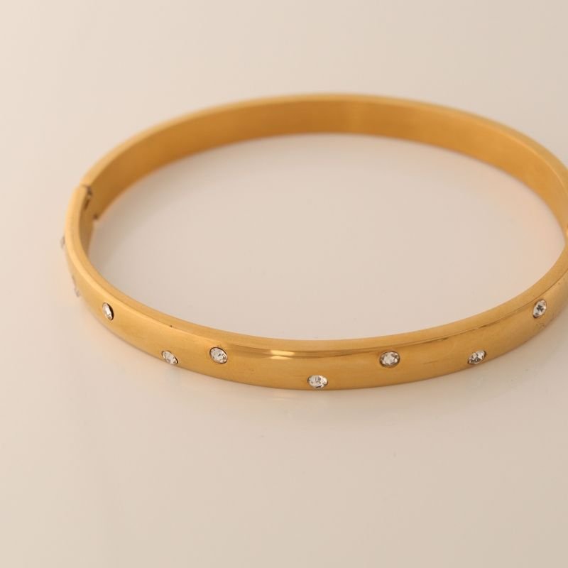 Bracelete Cravejado com Zircônia em Aço Inox (Linha Premium)