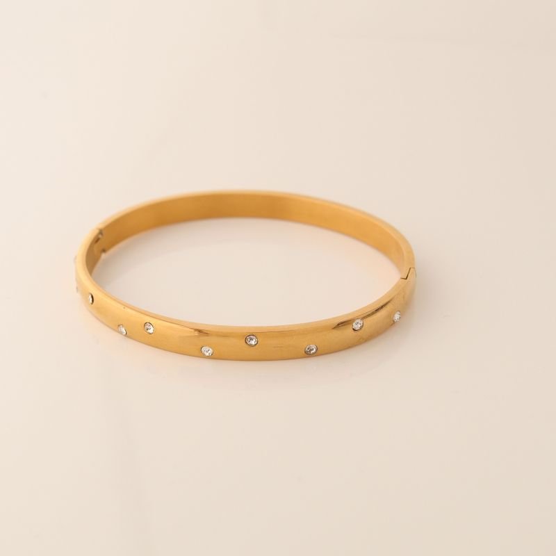 Bracelete Cravejado com Zircônia em Aço Inox (Linha Premium)
