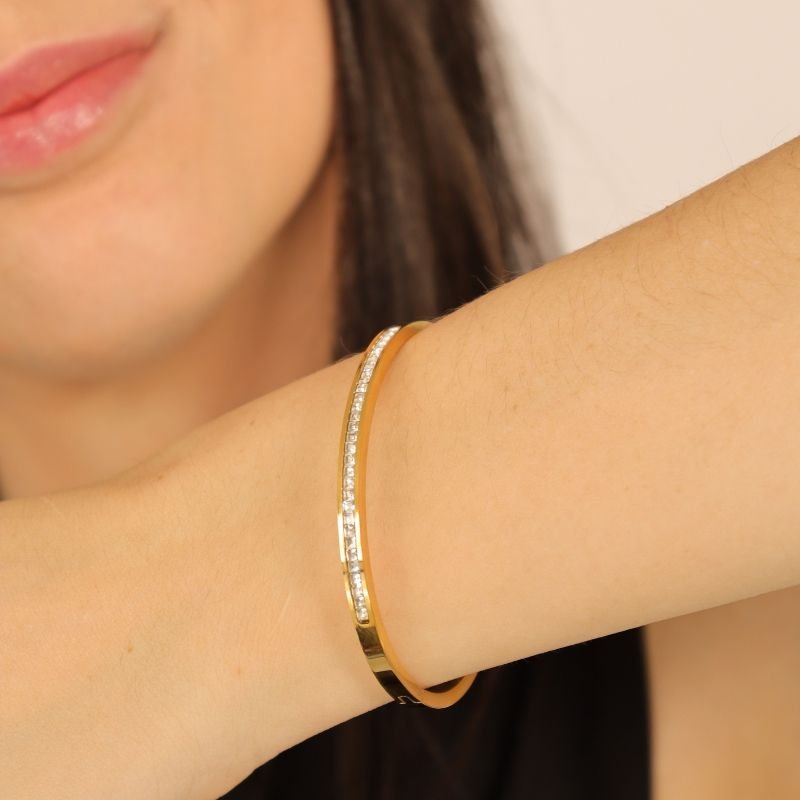 Bracelete Cravejado em Aço Inox (Linha Premium)