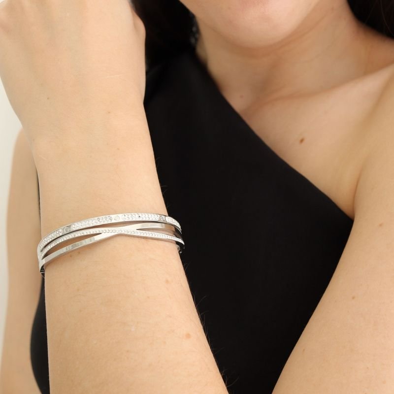 Bracelete Duplo Moderno em Aço Inox (Linha Premium)