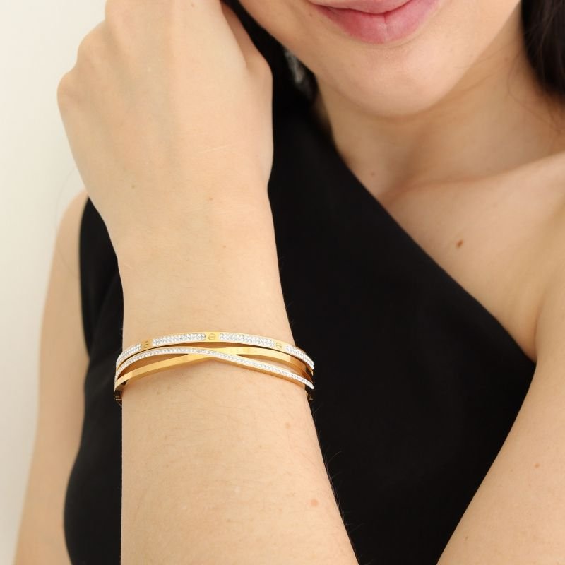 Bracelete Duplo Moderno em Aço Inox (Linha Premium)